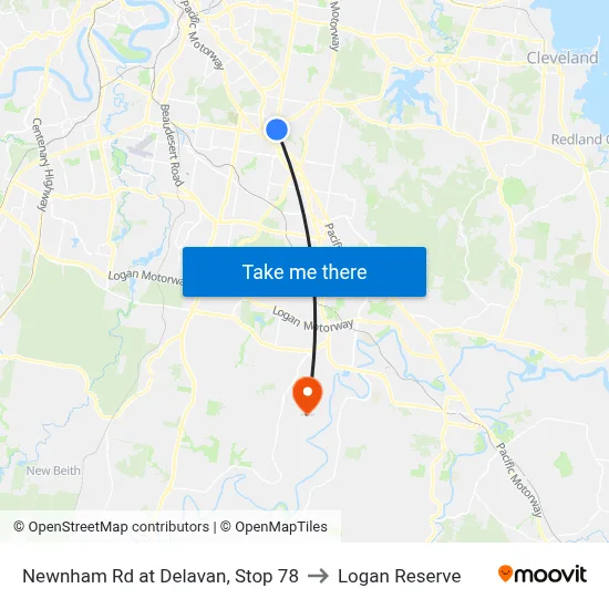 Newnham Rd at Delavan, Stop 78 to Logan Reserve map
