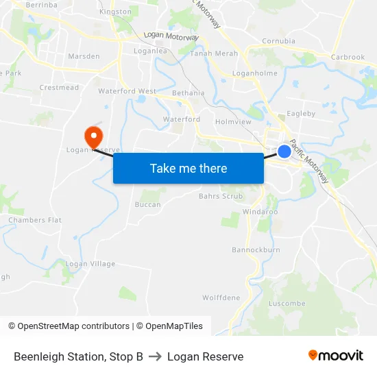 Beenleigh Station, Stop B to Logan Reserve map