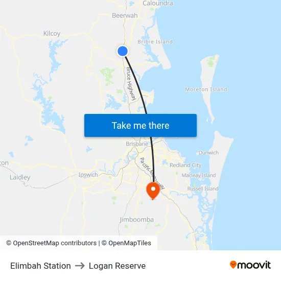 Elimbah Station to Logan Reserve map