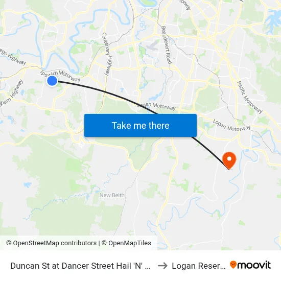 Duncan St at Dancer Street Hail 'N' Ride to Logan Reserve map
