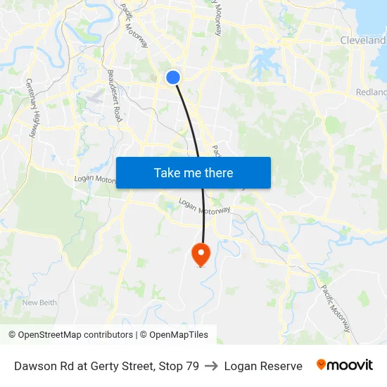 Dawson Rd at Gerty Street, Stop 79 to Logan Reserve map