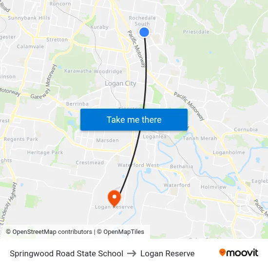 Springwood Road State School to Logan Reserve map
