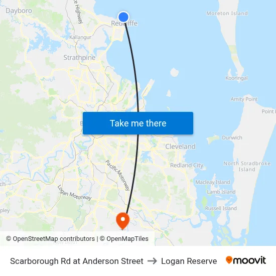 Scarborough Rd at Anderson Street to Logan Reserve map