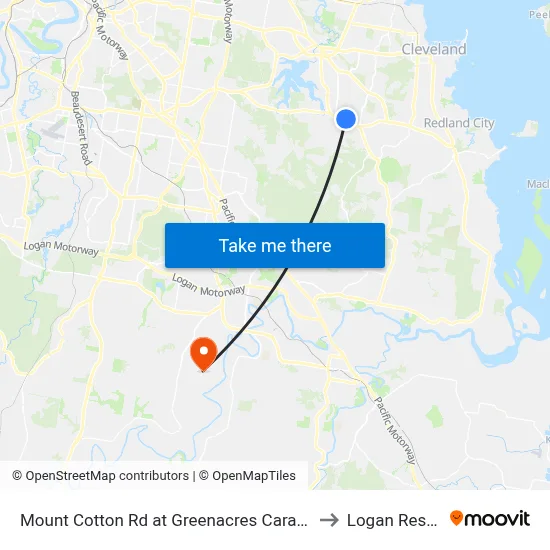 Mount Cotton Rd at Greenacres Caravan Park to Logan Reserve map