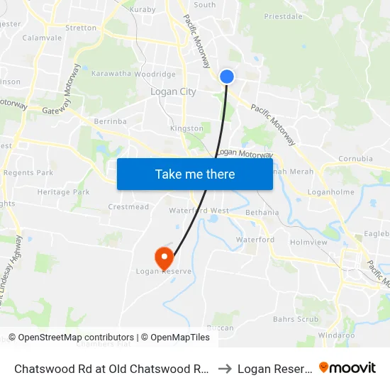 Chatswood Rd at Old Chatswood Road to Logan Reserve map