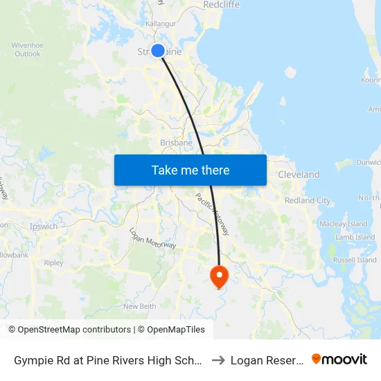 Gympie Rd at Pine Rivers High School to Logan Reserve map