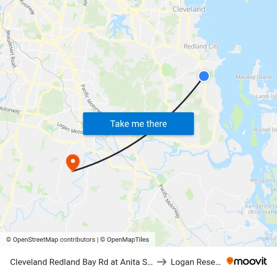 Cleveland Redland Bay Rd at Anita Street to Logan Reserve map