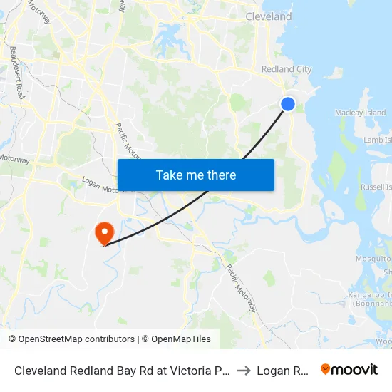 Cleveland Redland Bay Rd at Victoria Point High School to Logan Reserve map