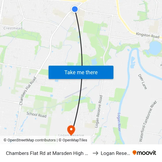 Chambers Flat Rd at Marsden High School to Logan Reserve map