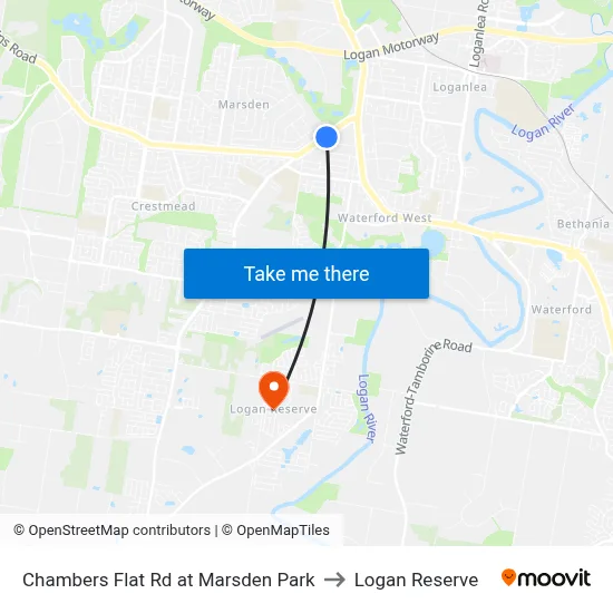 Chambers Flat Rd at Marsden Park to Logan Reserve map