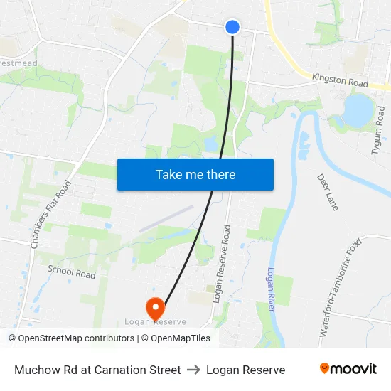 Muchow Rd at Carnation Street to Logan Reserve map