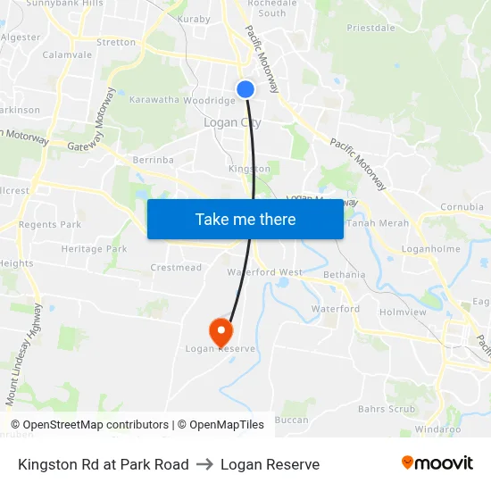 Kingston Rd at Park Road to Logan Reserve map
