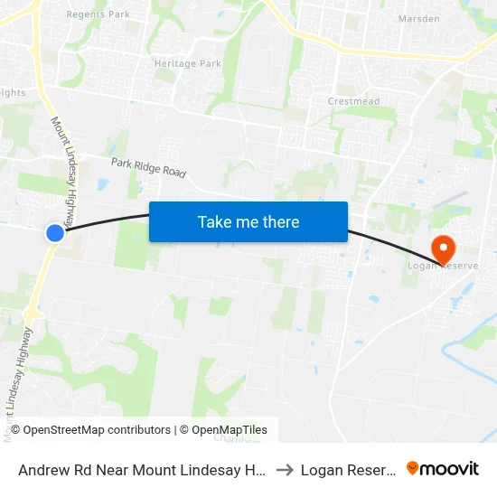 Andrew Rd Near Mount Lindesay Hwy to Logan Reserve map