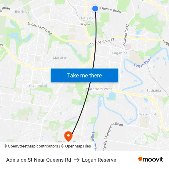 Adelaide St Near Queens Rd to Logan Reserve map