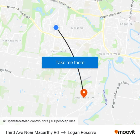 Third Ave Near Macarthy Rd to Logan Reserve map