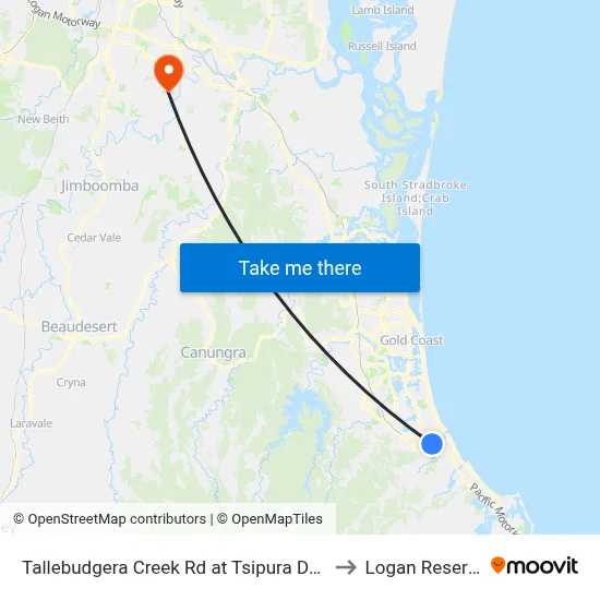 Tallebudgera Creek Rd at Tsipura Drive to Logan Reserve map