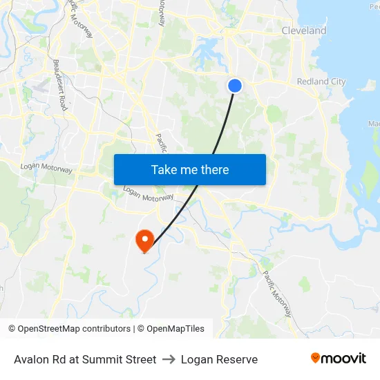 Avalon Rd at Summit Street to Logan Reserve map