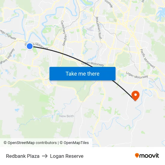 Redbank Plaza to Logan Reserve map