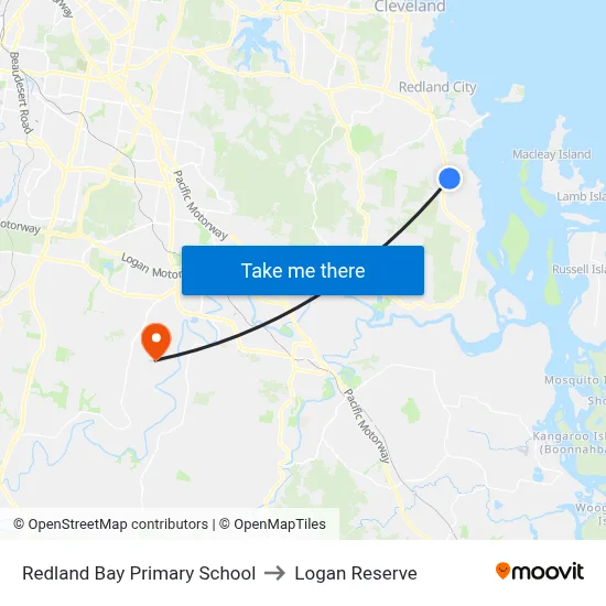 Redland Bay Primary School to Logan Reserve map