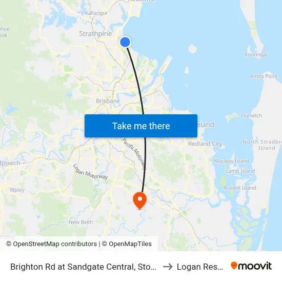 Brighton Rd at Sandgate Central, Stop 34/33 to Logan Reserve map