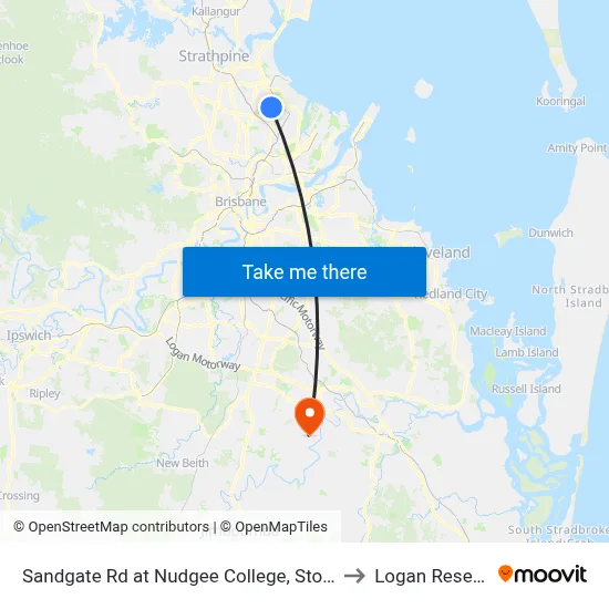 Sandgate Rd at Nudgee College, Stop 17 to Logan Reserve map