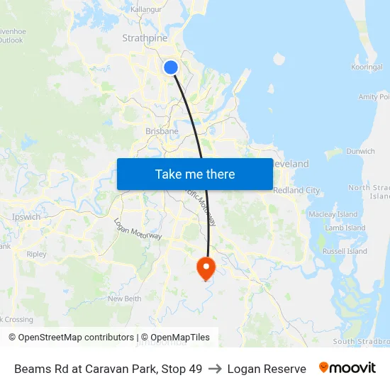 Beams Rd at Caravan Park, Stop 49 to Logan Reserve map