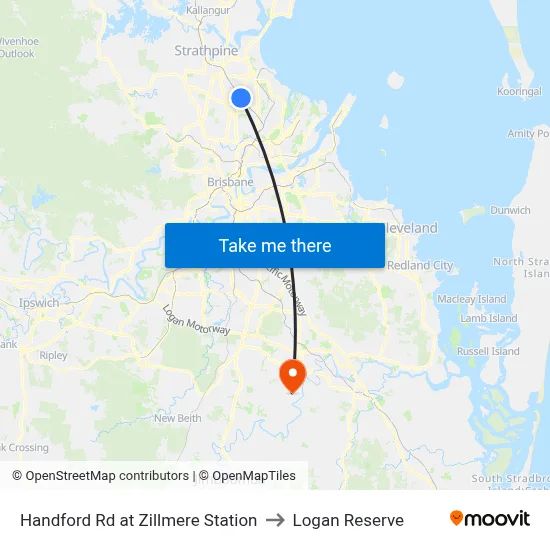 Handford Rd at Zillmere Station to Logan Reserve map
