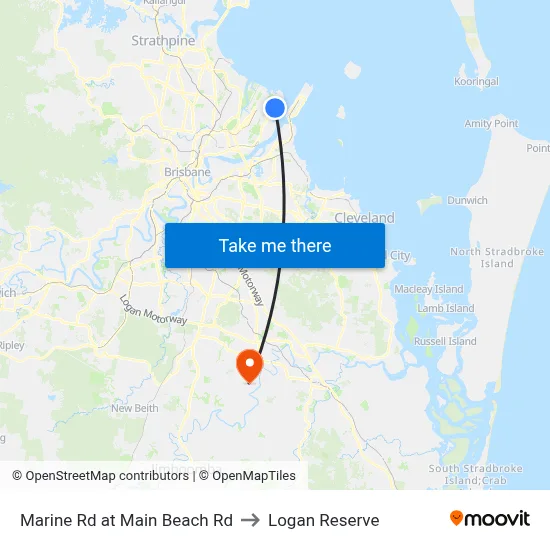 Marine Rd at Main Beach Rd to Logan Reserve map