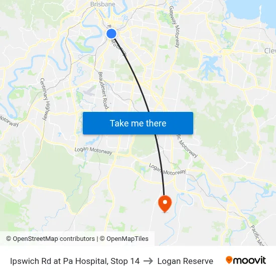 Ipswich Rd at Pa Hospital, Stop 14 to Logan Reserve map