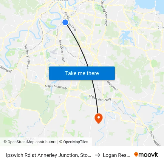 Ipswich Rd at Annerley Junction, Stop 22/21 to Logan Reserve map
