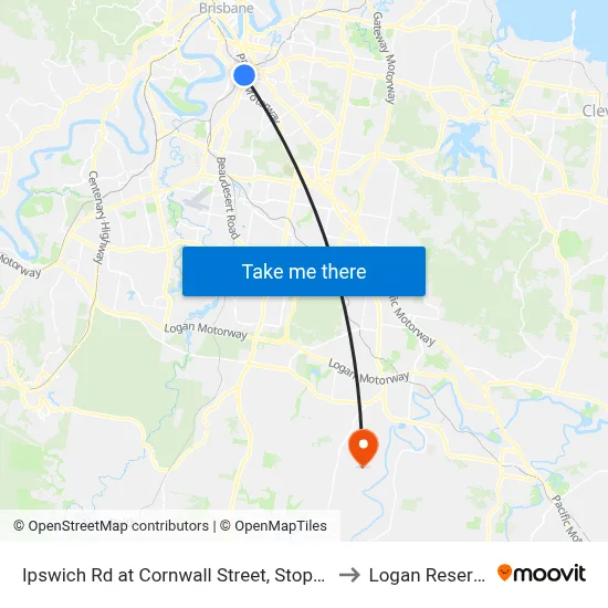 Ipswich Rd at Cornwall Street, Stop 15 to Logan Reserve map