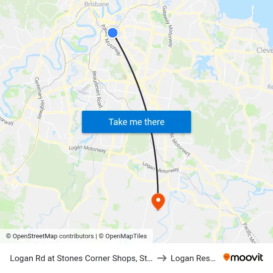 Logan Rd at Stones Corner Shops, Stop 17a to Logan Reserve map