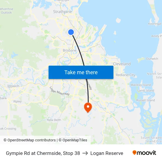 Gympie Rd at Chermside, Stop 38 to Logan Reserve map
