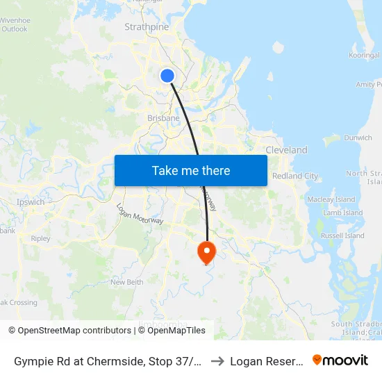 Gympie Rd at Chermside, Stop 37/38 to Logan Reserve map