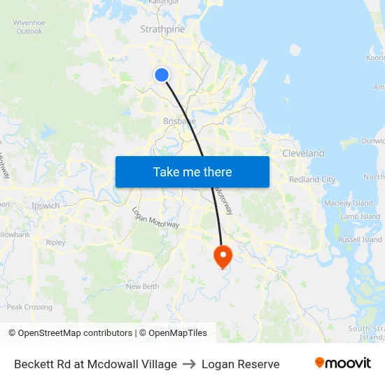 Beckett Rd at Mcdowall Village to Logan Reserve map