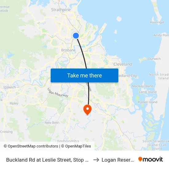 Buckland Rd at Leslie Street, Stop 38 to Logan Reserve map
