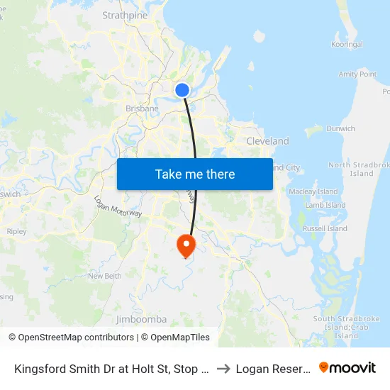 Kingsford Smith Dr at Holt St, Stop 43 to Logan Reserve map