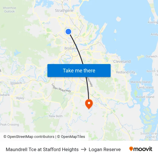 Maundrell Tce at Stafford Heights to Logan Reserve map
