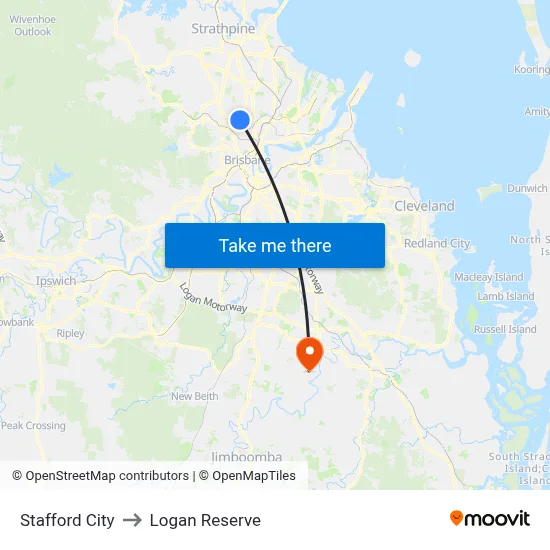 Stafford City to Logan Reserve map
