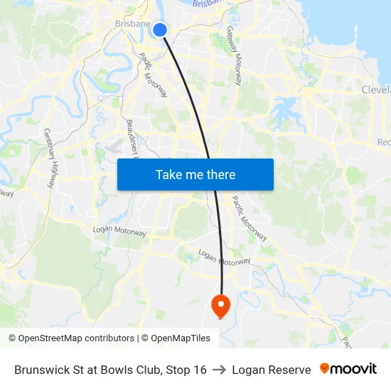 Brunswick St at Bowls Club, Stop 16 to Logan Reserve map