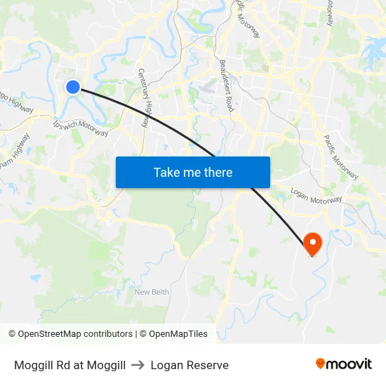Moggill Rd at Moggill to Logan Reserve map