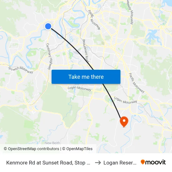 Kenmore Rd at Sunset Road, Stop 45 to Logan Reserve map