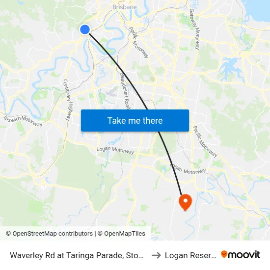 Waverley Rd at Taringa Parade, Stop 27 to Logan Reserve map