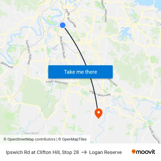 Ipswich Rd at Clifton Hill, Stop 28 to Logan Reserve map