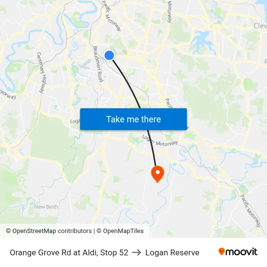 Orange Grove Rd at Aldi, Stop 52 to Logan Reserve map