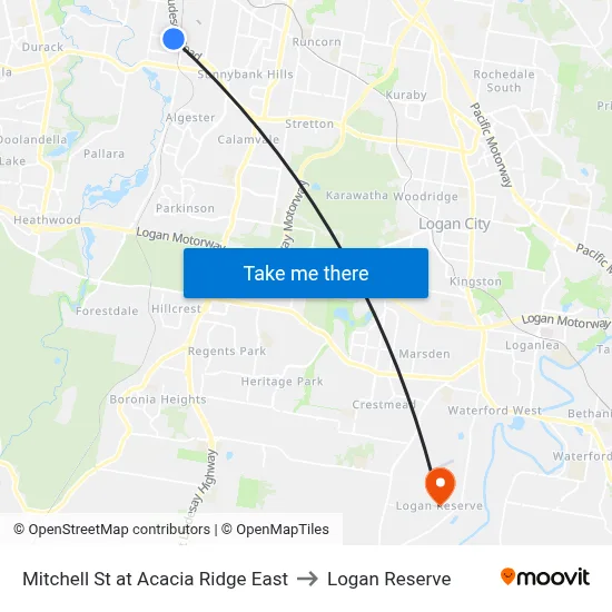 Mitchell St at Acacia Ridge East to Logan Reserve map