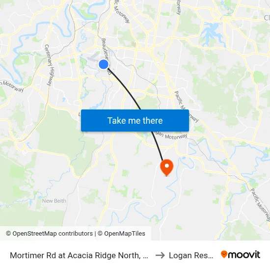 Mortimer Rd at Acacia Ridge North, Stop 59 to Logan Reserve map