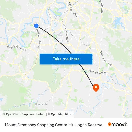 Mount Ommaney Shopping Centre to Logan Reserve map