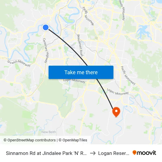 Sinnamon Rd at Jindalee Park 'N' Ride to Logan Reserve map