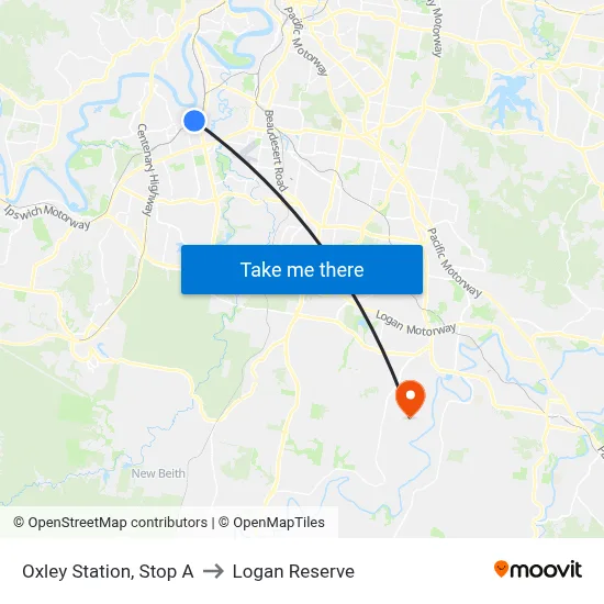 Oxley Station, Stop A to Logan Reserve map
